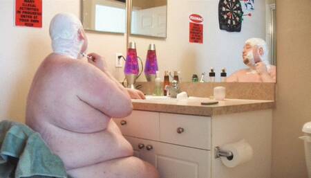 Fat Guy Andy Shaving His Head Bald and His Face *WMV*