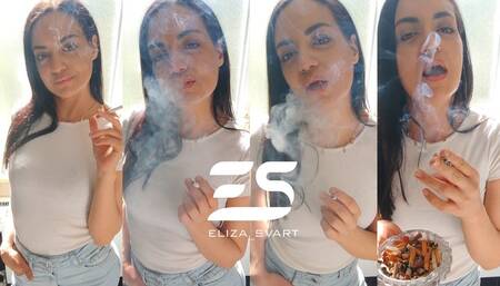 Smoking while waiting for the washing machine