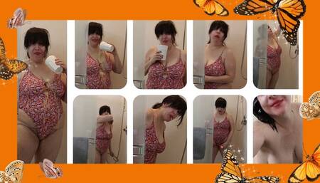 Wet Shower Coffee Sprinkle Swimsuit Panty Wetting Coughing Then Out Comes My Toy