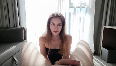 Giving sensual morning blowjob at the hotel room to make this vacation perfect