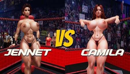 Topless big tit female pro wrestling: Jennet vs Camila HD