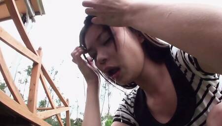 Sexy Asian chick with a big bush gets her pussy stuffed with a creampie