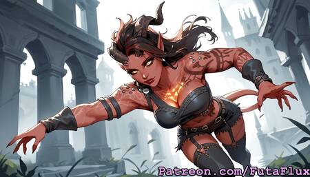 Futanari Karlach Masturbating and Self Suck