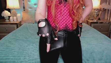 HUGE TS cock in leather pants