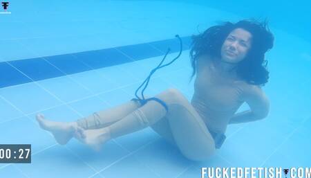 Escaping underwater bondage spandex Mermaid Emy Porn star