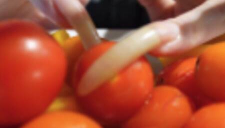 Challenge of eating vegetables with my long nails