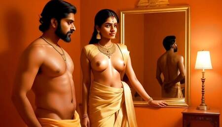 Desi woman from Indian village waited for her husband at the door of the house to satisfy her sex lust