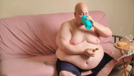 Gaing Fat Guy Andy Stuffs His Growing Belly With Tons of Sweets *WMV*