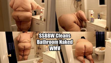 SSBBW Cleans Bathroom Naked (WMV)