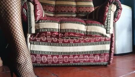 Large cross-legged and fishnet stockings and stiletto heels (3)