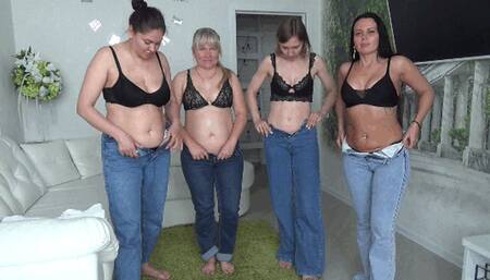 beautiful ladies roll up their bellies into fat rolls BPC