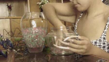 Picking up gel balls with long nails