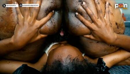 Mali worships Zuri's dirty fat ass, eats chocolate from her ass and gets golden showers