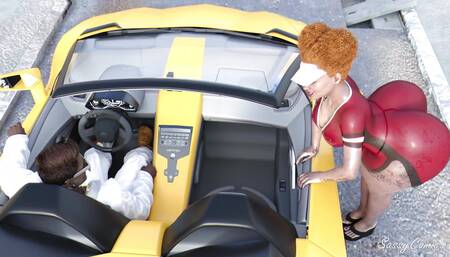 Ghetto Girl with Thick Thick Rides Top Don BBC In Yellow Lamborghini - SassyComics