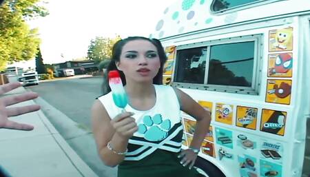 Cheerleader Courtney James Gets Explicitly Fucked and Facialed by the Ice Cream Man