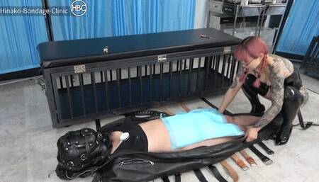 Sensory Deprivation, Leather Sleep Sack, and Nipple Play, Locked Inside a Cage!