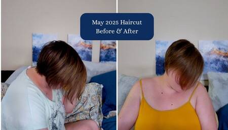 Before and After Haircut May 2025 – Brunette Short Hair Style MILF