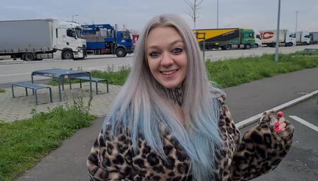 Kinky teen babe sucks cocks empty on rest area toilets