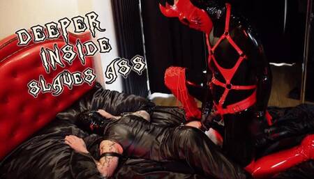 Deeper inside slave's ass * Pegging with a latex Devil