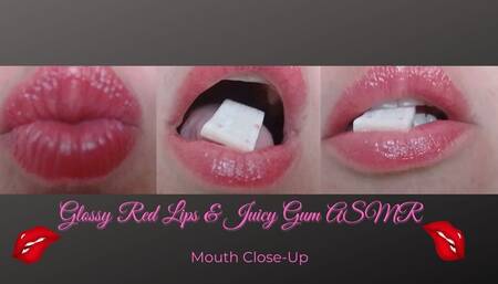 Glossy Red Lips & Juicy Gum ASMR | Mouth Close-Up