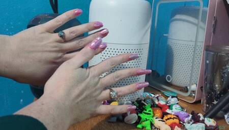 Pink Holographic Manicure