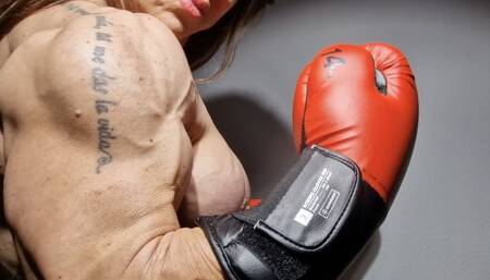 fbb ripped veiny boxing punching nude big biceps back arms traps jumping the rope sparring boxing intimidatiion domination talking to you!