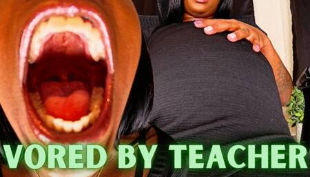 Vored by Teacher ft Queen Ava - A same size vore scene featuring: mouth fetish, big belly, bloated belly, digestion, role-play, and belly fetish - 4K MP4