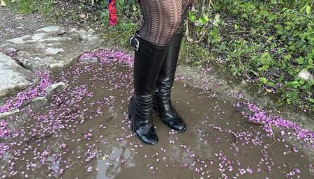 Wet and muddy walk with my designer leather boots