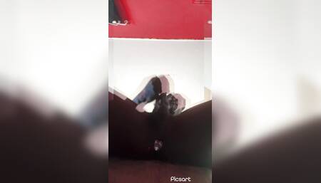 A under view of me jerking with my butt plug in