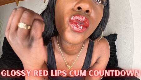 JOI for Full Red Glossy Lips ft Queen Ava - A lipstick fetish scene featuring: red lipstick, full lips, mouth fetish, jerk off instructions, cum countdown, and ebony lips - 4K MP4