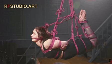Elaria - First Experience in Suspended Hogtie for a Lovely Rope Bunny (UHD 4K MP4)