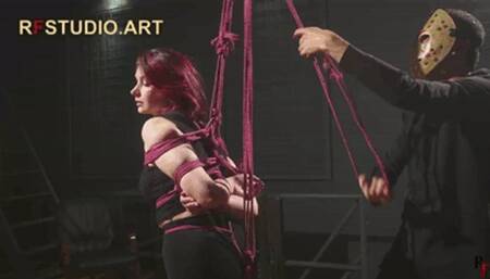 Elaria - First Experience in Suspended Hogtie for a Lovely Rope Bunny (FULL HD MP4)