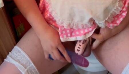 SIssy Slut Degrades Herself on a Toilet pt.2