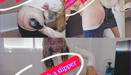 1-2-3 Wife punished with the FULL slipper