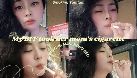 My BFF took her mom cigarette - Smoking two Marlboro RED - Audible
