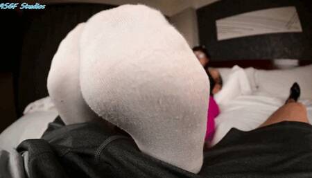 Nerdy Glasses Asian BACK! She is a FOOTJOB FIEND! Thick asian soles MILK you dry! - MP4