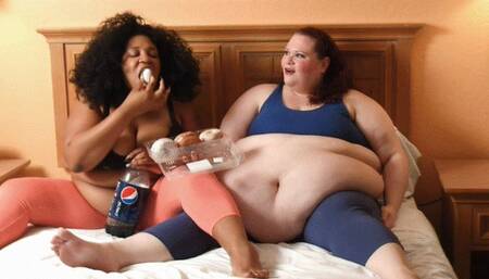Caramel Vixen and Tiffany Feed Each Other to Gain Weight and Get Fatter *MP4*