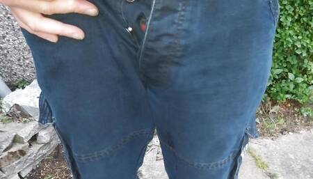Pissing my jeans outdoors i cannot hold i my pee