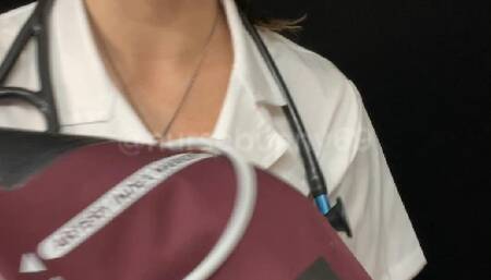 POV BP Cuff Vitals Exam Vintage Nurse Black Stethoscope No Nudity