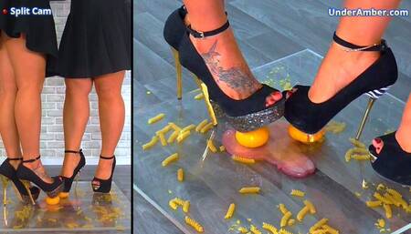 Goddess Amber - Miss Lucy - Trample Kitchen 1 - Making Meals Under Our 6 Inch Heels - 185 Split Cam - Trample Trampling Cock Balls Food Crushing Crush