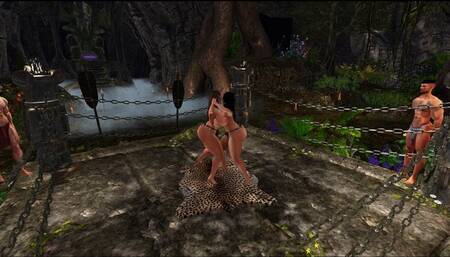 Big tit wrestling in the jungle tag team rematch: Selina and Jeremy vs Lee and Victoria HD