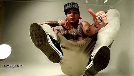 SKATER BADBOY STANDS OVER YOU TALKING DOWN