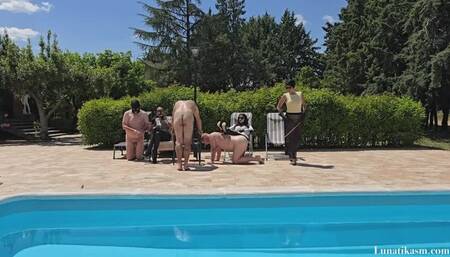 Multiple caning at the pool Full clip _Mistress Lunatika