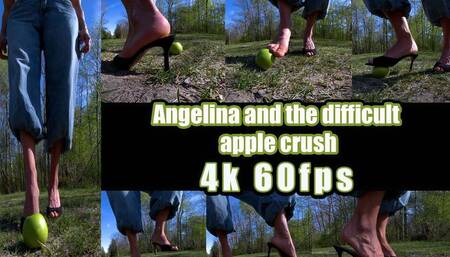 Angelina and the hard apple that's almost impossible to crush She tries barefoot, with her sandals, and her weight, but the apple remains steadfast until the end