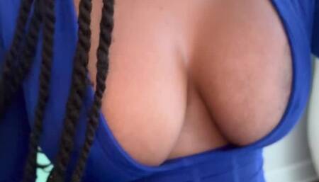 Giantess bouncy Secretary on the clock boobs breast bouncing