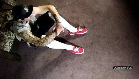 SKATER PRYING VANS SHOES OFF ON NERDS HEAD AND MAKING HIM SNIFF AND WORSHIP