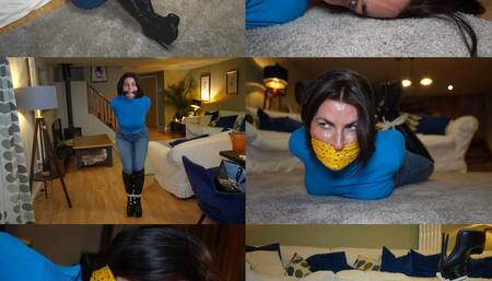 Agent sarah wild captured, hogtied and bandana gagged (wmv)