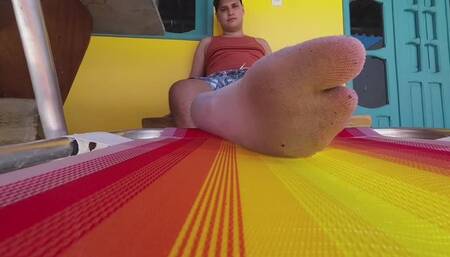 Taking off my dirty socks