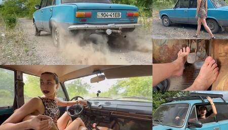 Old VAZ VS driving, reverse driving, revving (pedal pumping barefoot), burnout