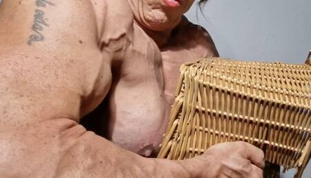 New shoot! Fbb madness crush wicker things angry wild pumped muscular veiny offseason mix condition destroy grunt power feats of strength hardcore agressiv way toples chest pecs biceps traps!